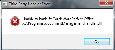 Error in WordPerfect X6